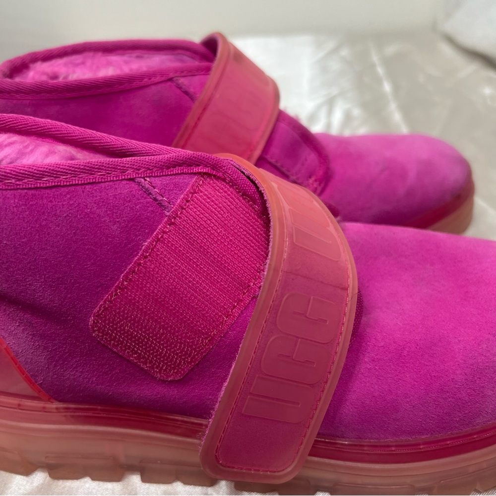 UGG Neumel Clear Chukka Boot Hot Pink Suede Wool Shearling Lined Size 8 - Picture 12 of 16